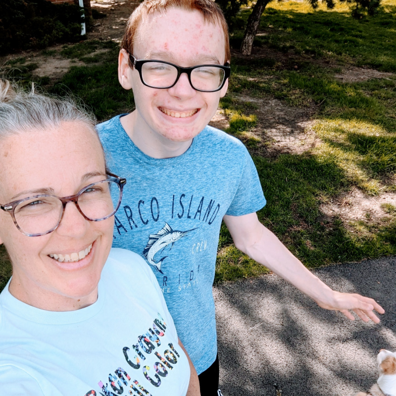 katie and nolan on walk